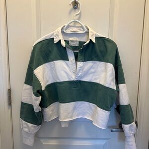 Rugby Striped Green and White Pullover